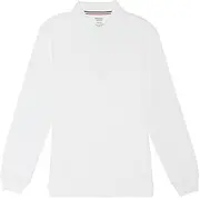 [French Toast] Biys' Long Sleeve Interlock Polo Shirt, White, 20