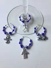 soccer wine glass charms set of 4