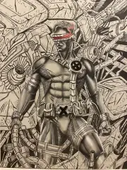 CYCLOPS Vs SENTINEL X-MEN by Arsenio Echevarria Art Drawing 8.5x11( PRINT )