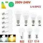 4X 8X E27 E14 B22 LED Bulb Bayonet Screw Edison Lamp Globe Light AC 220V-240V