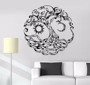 Vinyl Wall Decal Tree of Life Celtic Symbol Moon Sun Day Night Stickers (722ig)