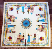 Square Egyptian tablecloth 55 x 56 pyramid nefertiti fabric king tut anuk isis