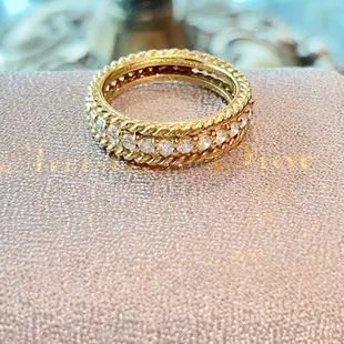 法國專櫃Christian Dior 迪奧 CD 麻花整圈華麗編織18K金750天然鑽石戒指Vintage稀有絕版 鑽戒