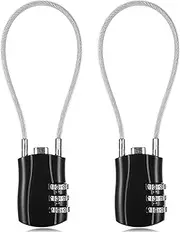 [FdcLixuvol] Pack of 2 Cable Lock, Lock with Combination Code, Black, Luggage Lock, Suitcase Lock, 4-Digit Combination Security Lock, Travel Lock, Combination Lock for Suitcase, Luggage, Backpack, School or Gym