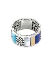John Hardy Sterling Silver Classic Chain Multi Stone Band