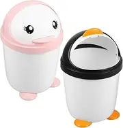 MINAOLULUS 2pcs Desktop Trash Can Small Trash Can Desktop Mini Trash Can Plastic Waste Organizer Penguin Table Trash Bin Cute Trash Cans Table Dust Bin Plastic Desktop Wastebasket Pp