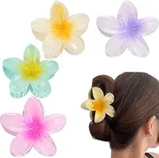 hair clip,Armastuse 4 Pcs Flower Hair Clips Set For Women And Girls,Flower Hair Clips Large Plumeria Clips Hibiscus Hair Clips,for Gilrs Women Thick Long Hair Thin Hair(4 colors)