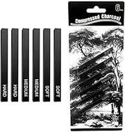 Pressed Charcoal Set, Sketch Charcoal Pencils, Charcoal Pencils in Black, Charcoal Pencils Set, Suitable for Drawing, Sketching, Writing, Art Design, 6 Pieces