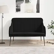 Bench Black 110x76x80 cm Velvet Upholstered Cushion Entryway Indoor Living Room Comfortable Seat