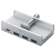 Cruxtec 4 Port Clamp-Mounted USB 3.0 Hub with Type-C Power Port - Aluminum Alloy , Output with 3 x USB-A & 1 x USB-C , Clamp depth:5-30mm [TC3-1C3A-SG]