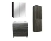 750mm Dark Grey Qubist MDF Freestanding With Legs Vanity With Ceramic Top With Shaving Cabinet and Tall Boy