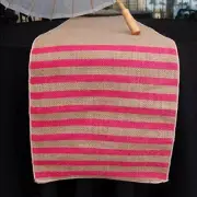 Quasimoon Vintage Burlap Table Runner w/ Fuchsia / Hot Pink Striped Pattern (...