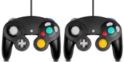 2 x NEW Nintendo GameCube / Wii Wired Gaming Gamepad Controllers Black