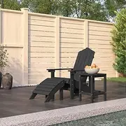 Garden Chairs, Garden Adirondack Chair with Footstool & Table HDPE Anthracite