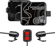 VSYSTO Motorcycle Dash Cam 1080P Dual Lens, No Screen Motorbike Front and Rear 130° Wide Angle Camera With WiFi Wired Control WDR Max 256GB