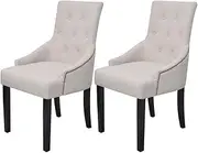 Dining Chairs 2 pcs, Fabric Office Chairs, Kitchen Side Chairs for Living Room, Conference, Kitchen, Easy Assemble, 52 x 63 x 94 cm, Cream