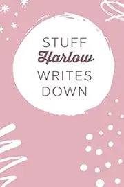 Stuff Harlow Writes Down: Personalized Journal / Notebook (6 x 9 inch) STUNNING Blush Pink/White Sketch & Scribbles Pattern