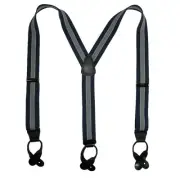 New CTM Men's Elastic Button End Stripe Dress Suspenders