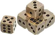 Kisangel 6pcs Vintage Brass Dice Retro Design Game Props Solid Dices for Role Playing DIY Games Unique Decor Present for Parties and Gatherings