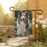 Rough Collie Dog Cottagecore Spring Garden Flag