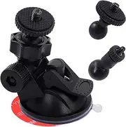 iSaddle CH01A 1/4" 1/8" Thread Camera Suction Mount Tripod Holder in Dash Cam Mount Holder - Screw Tripod Windshield Holder Fits Sony/Canon/Ricoh/HP/GoPro/Oculus (M4 M6 Screw Join Ball Included)