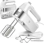 Hand Mixer Electric, 450W Kitchen Mixers with Scale Cup Storage Case, Turbo Boost/Self-Control Speed + 5 Speed + Eject Button + 5 Stainless Steel Accessories, For Easy Whipping Dough,Cream