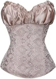 [SWEPER] Women'S Bustier Corset Top - Fashion Women Overbust Corset Gothic Vintage Red Apricot Steampunk Waist Trainer Bustier Cincher Top Underwear Corselet