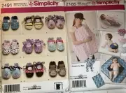 Simplicity Baby Shoes, Accessories, & Diaper Covers In 3 Sizes Sewing Patterns