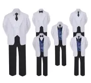 Formal Black White Suit Set Navy Bow Tie Neck Tie Vest Boy Baby Toddler Teen