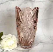 Flower Vase 11" Centerpiece Bud Vase Pink color Bohemian Czech Crystal Glass