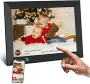 AILRINNI Digital Photo Frame WiFi - 10.1 inch Digital Picture Frame: 1280x800 HD IPS Touch Screen Electronic Digital Frame, 32GB RAM, Auto-Rotate, Wall Mountable, Photos can be uploaded Using The app