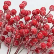 (10 pieces/bag) Artificial Christmas Glitter Berries Stems Xmas Tree Wreath DIY