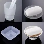 Ceramic Glass Small Soap Dish Toothbrush Cup Liquid Soap Dispenser Toilet Brush