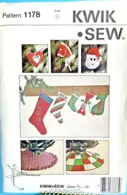 Kwik Sew 1178 Tree Skirt Ruffled or Quilted, Stockings and Ornaments