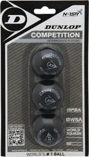 Dunlop Squash Balls Competition Yellow, for Beginners and Advanced Players – ...