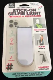 Selfshot - Rechargeable Stick-On Selfie Light, Mirror & Kickstand w/ 3 LED Modes