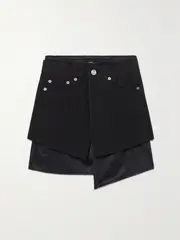 [Our Legacy] Our Legacy - Layered Tencel™ Lyocell And Denim Mini Skirt - Black - EU 36 EU 36 Black