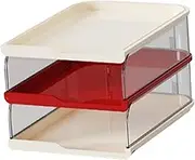 Perfeclan Desktop File Sorter Organizer Paper Tray Newspaper files Shelves Rack Letter Tray File Rack for Tabletop Office Home Business, Red White, 3 Tier