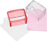 FOYTOKI 2pcs Nail Stamp Set: Seal Stamp Silicone Stamper Transfer Print Plate Seal Stamper Manicure Beauty Nail Tool Art and Polish Assorted Color