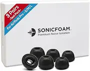 SONICFOAM Memory Foam Earbud Tips - Premium Noise Isolation, Replacement Foam Ear Tips, 3 Pairs for Airpods Pro (SFAIR, S/M/L, Black, Tester Pack)