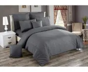 Seersucker Quilt/Doona/Duvet Cover Set(Double/Queen/King/Super King Size Bed) Charcoal