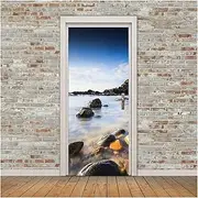 Door Stickers Self-Adhesive Sea View Art Door Stickers Home Decoration Wall Stickers Mural Porch Wallpaper Poster(90x200cm)