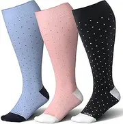 [LEVSOX] Bamboo Plus Size Compression Socks for Women Men Wide Calf 15-20mmHg Knee High for Pregnancy, Nurse, Travel