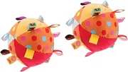 VICASKY Baby Learning Ball 2pcs Soft Plush Toy Ball Bell Tags Sensory Development Toy for Car Crib Boys and Girls