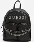 NEW GUESS Women's Quilted Backpack Convertibal Crossbody Handbag Bag - Black