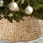 4-Piece Rattan Christmas Tree Collar - 24" Rustic Farmhouse Tree Skirt- Xmas ...