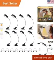 Portable 8-Pack Stepless Dimmable Clip-On Book Lights - Ideal for Night Reading