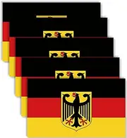 5 PCS German National Flag Sticker with Hawk Coat of Arm,6x3.5 in Germany Eagle Decal for Car Bumper Window Laptop