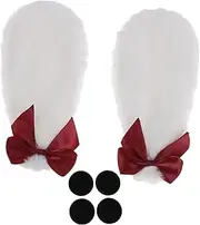 X AUTOHAUX Motorcycle Helmet Accessories Decoration Rabbit Ears with Red Bow for Motorcycle Bicycle Skiing Helmets White Plush Sticker 1 Set