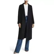 Reiss Elise Wool Blend Longline Coat in Navy Size 8 New